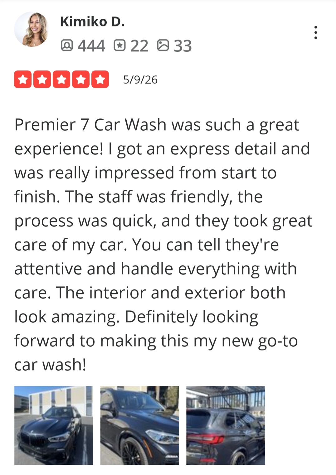 Kimiko D. review of Premier 7 Car Wash Newport Beach