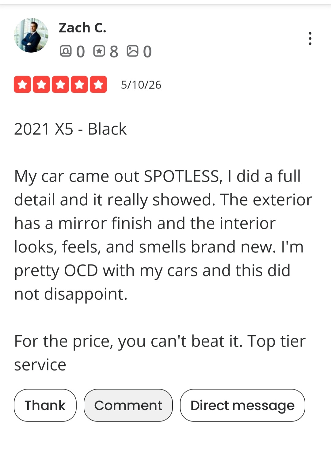 Zach C. review of Premier 7 Car Wash Newport Beach